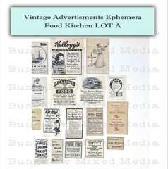 FOOD KITCHEN 24pc LOT A Junk Journal Ephemera Paper Pack Vintage Ads Collage Art