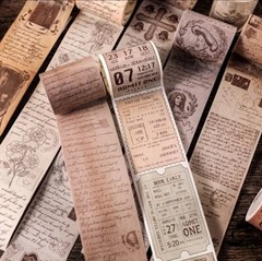 Sheet of Vintage/Retro Letters Tickets Murals Poetry Washi Tape Stickers
