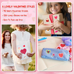 Valentines Heart Stickers for Kids, 40 Sheets, 665PCS Valentines Day Love Sticke