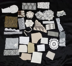 Vintage Assorted White Ivory Lace Trims Doily Fabric Slow Stitching – Lot of 30