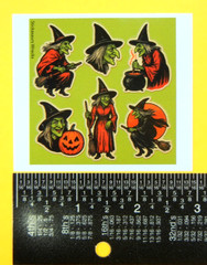 Vintage Style Halloween Witches Mini Sticker Sheet