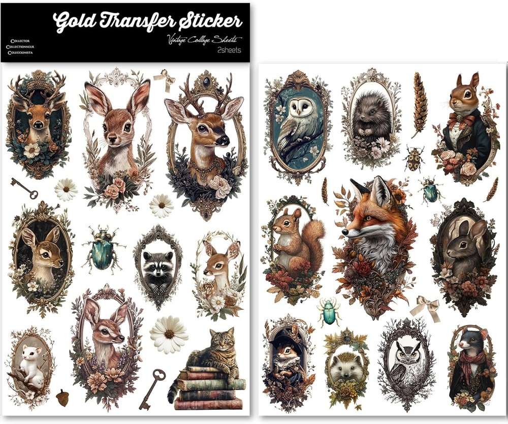 Vintage Rub On Transfers for Crafts DIY Glass Stickers 2 Sheets Furniture Decals