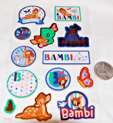 Disney stickers BAMBI Deer thumper rabbit cute gold foil accents butterfly