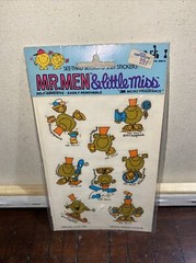 1972 SCRATCH N SNIFF MR. MEN AND LITTLE MISS STICKERS SEE THRU MARK 1 Mr. Silly