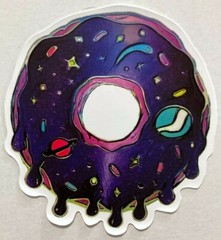 Galaxy Donut / Doughnut Sticker Decal Pink Purple Multi-Color Planet Sprinkles