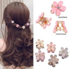 10Pcs Small Mini Metal Hair Clips with Flower Design and Crystals – Cute Barr…