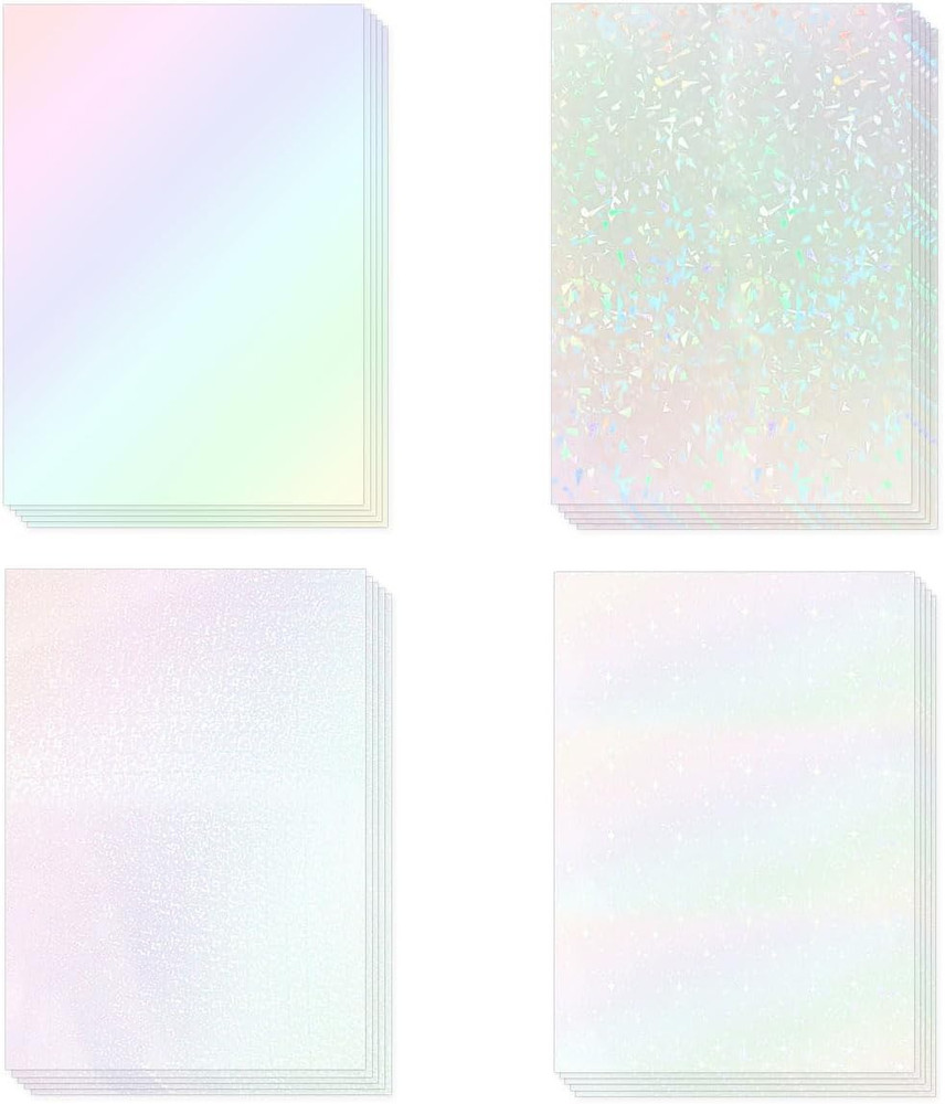 20 Sheets Holographic Sticker Paper A4 Size Vinyl Lamination Stickers Film Water