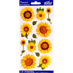 FLOWERS Sunflower Bloom Flower Sunflowers Bright Yellow Gold Sticko Stickers