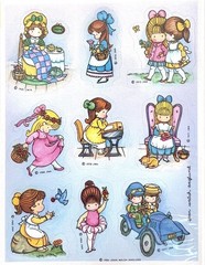 Vintage 1984 Hallmark Sticker Sheet Joan Walsh Anglund Sweet Girls Flowers Blue
