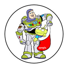 BUZZ CHRISTMAS ENVELOPE SEALS STICKERS 1.5″ ROUND (30) CUSTOM