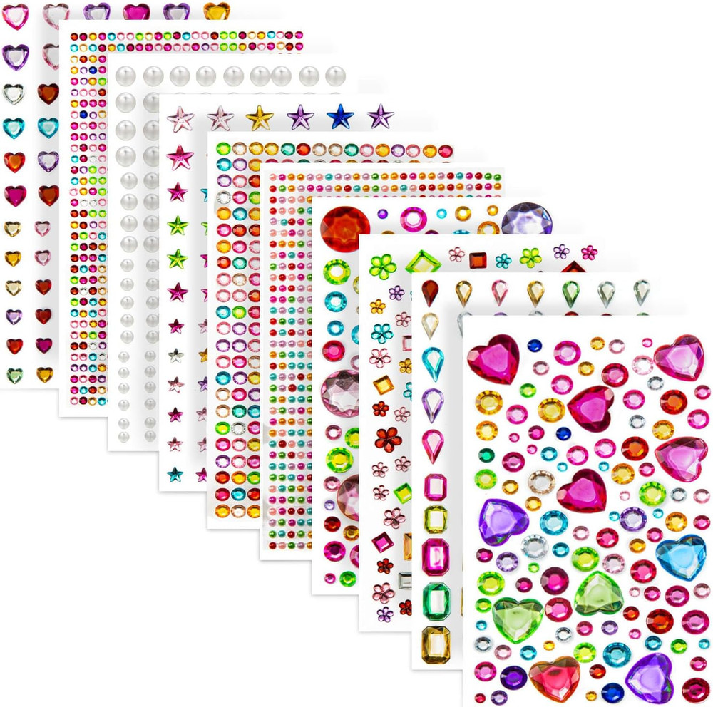 2774PCS Gem Stickers, Self Adhesive Gems for Crafts, Acrylic Bling Heart Stic…