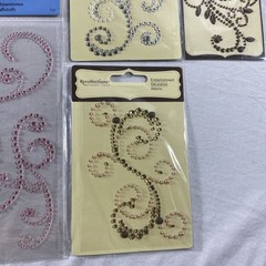 Swirl Swirls Flourish Bling AB Rhinestones Gems Recollections Stickers Lot Of 10