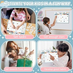 Magnetic Reward Chart for Kids at Home Boho Rainbow I Did It Motivate Behavio…