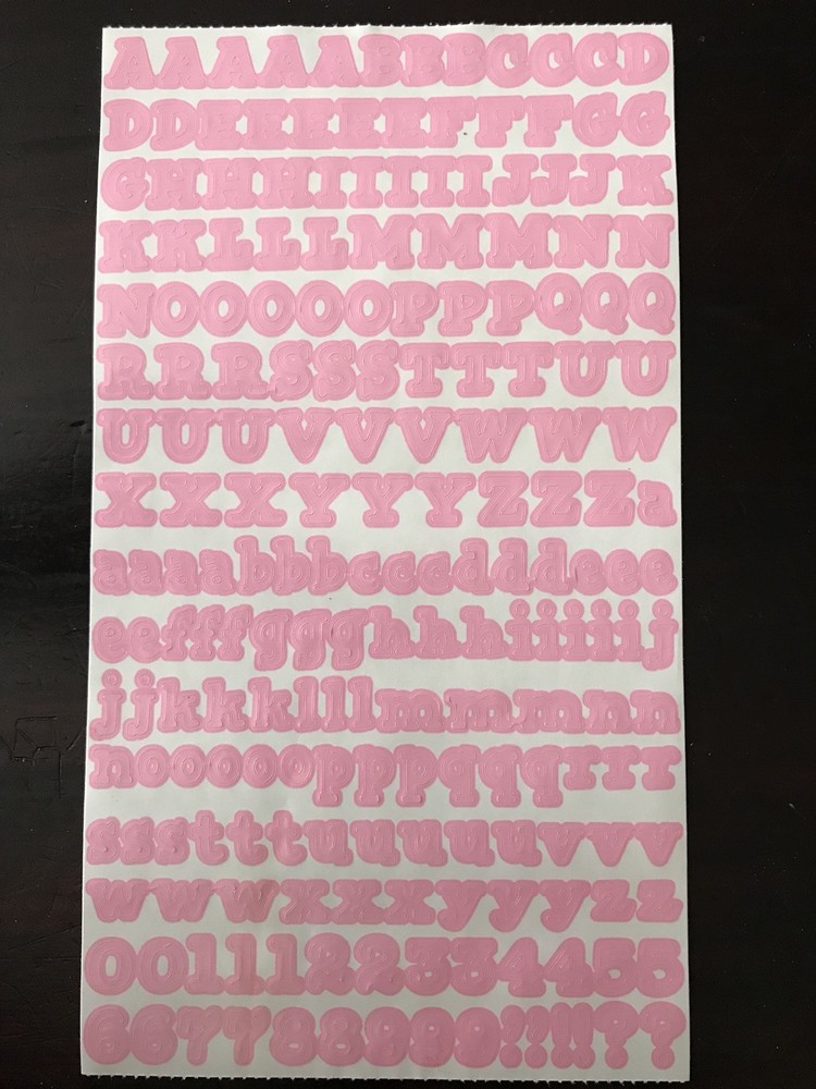 Light Pink Mini Letter Stickers 3 sheets per