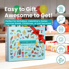 Toddler Travel Essentials: Animal Sticker Book with 12 Scenes & Coloring Pages