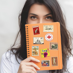 Vintage Travel Stamp Stickers, Retro World Journaling Postage Sticker for Planne