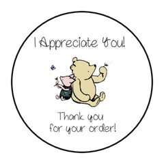 30 1.5″ I APPRECIATE YOU POOH PIGLET, THANK YOU LABELS /SEALS ROUND STICKERS***