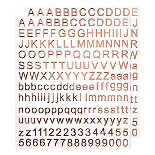Alphabet Letters Number Stickers 3D Foil Glitter Self Adhesive for Rose Gold