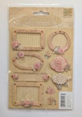 English Floral Frames & Tags Pink Flowers Scrapbooking Stickers By K&Company