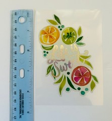 Vintage Y2K Retro Die Cut Prism Glitter Foil Decal LIFE IS SWEET fruit theme 6pk