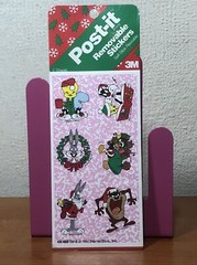 VTG 1991 Warner 3M Looney Tunes Post It Removable Stickers Christmas 2 Sheet NOS