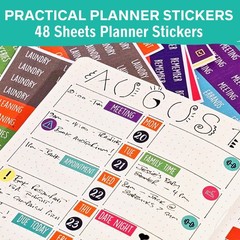 Practical Planner Stickers – Value Pack 48 Sheets, 6 Months of Aesthetic Agen…