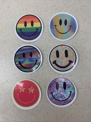 NEW Smile Face Sticker lot of6 Decals 2” Rainbow Pride Bottle Laptop Skateboard