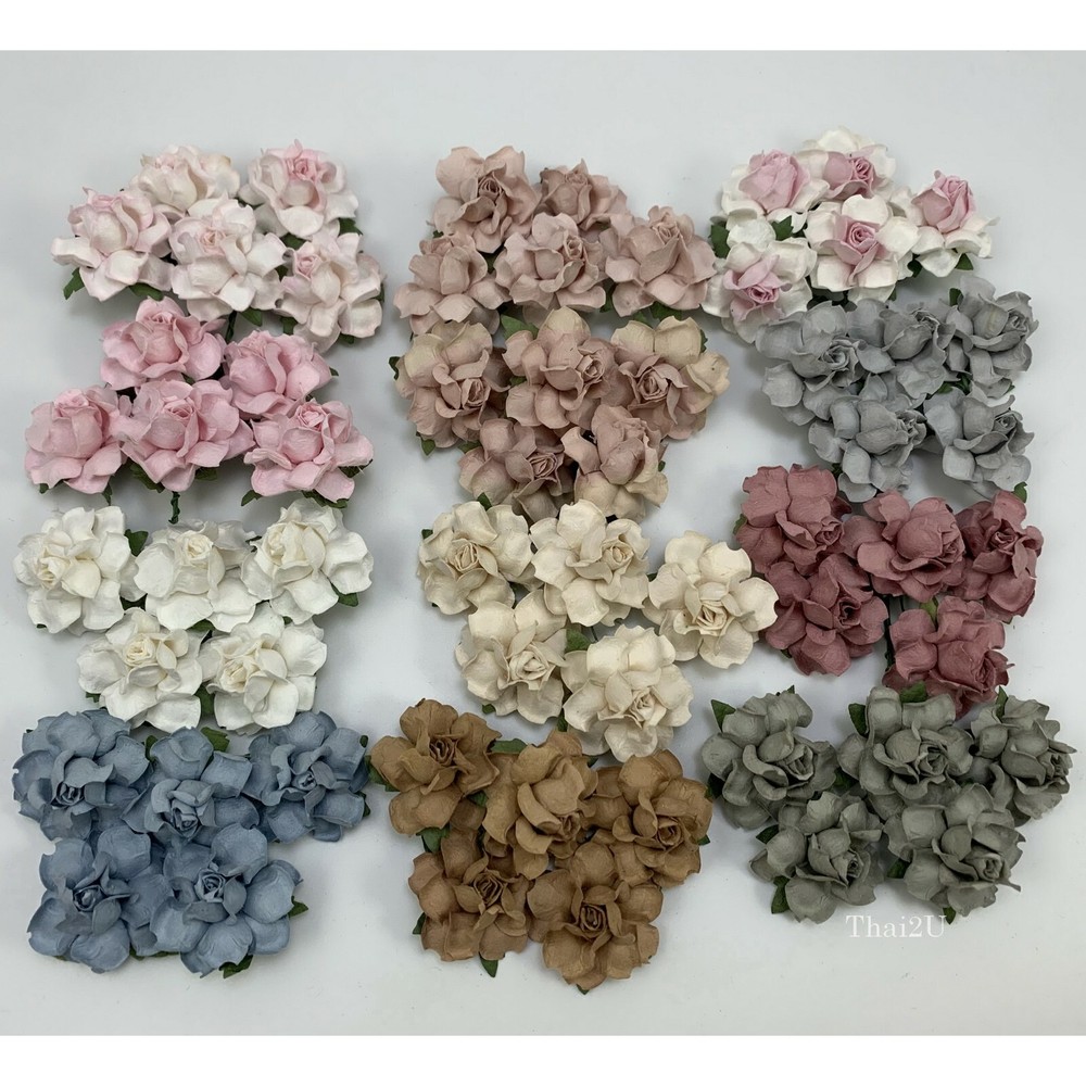 60 Mixed 1-1/2″ of 12 Colors Paper Flower DIY Wedding Scrapbook (TH/R21-Set-D1)
