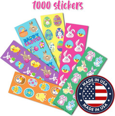 Assorted Easter Stickers for Kids – 100 Sheets with over 1000 Stickers – Made in