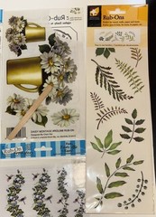 Lot of 14 Sheets Rub On Transfers Royal E-Z Rub Leaves, Flowers, Dog, Cat Decals