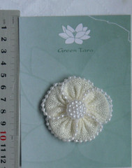 BURLAP PEARL Flower – Petalled Edges & Centre CREAM – Single – 55mm CC NJC