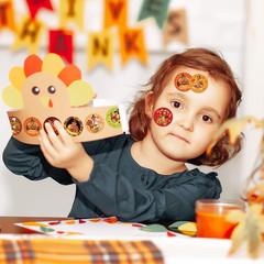 1000 PCS Thanksgiving Turkey Stickers Roll – 8 Designs Self-Adhesive Paper Decal