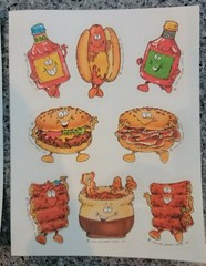 Vintage 80s Scratch & Sniff stickers Hallmark Junk Fast Food stick ons faces