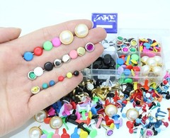 500 PCS Mixed Style Size Metal Brads Kit Colors Paper Fasteners Round Pin