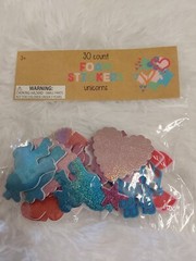 Valentine’s Day 30 Count Foam Stickers Unicorns & 20 Pc Self-Stick Heart Gems