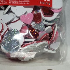 Approx 175 pc Heart Foam Stickers Scrapbooking 3D Valentine’s Glitter Asst Sizes