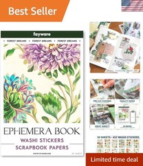 Washi Vintage Stickers for Scrapbooking – Ephemera Book for Journaling with 4…