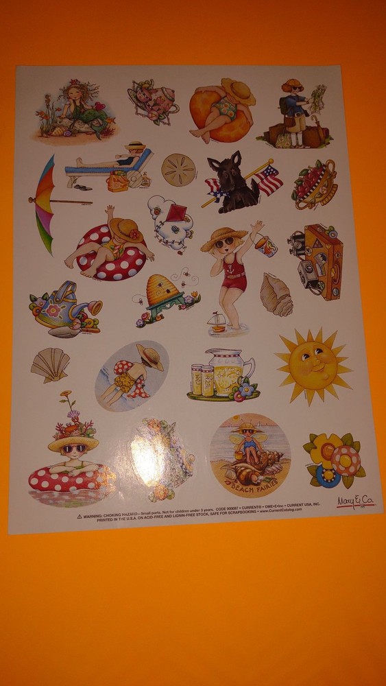 Mary Co Scrapbook Stickers Sheet Beach Summer Sun Beach Fairies Vintage Art