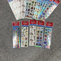 Oriental Trading Sticker Sheets Lot of 19 Multi-Color Holographic Christmas