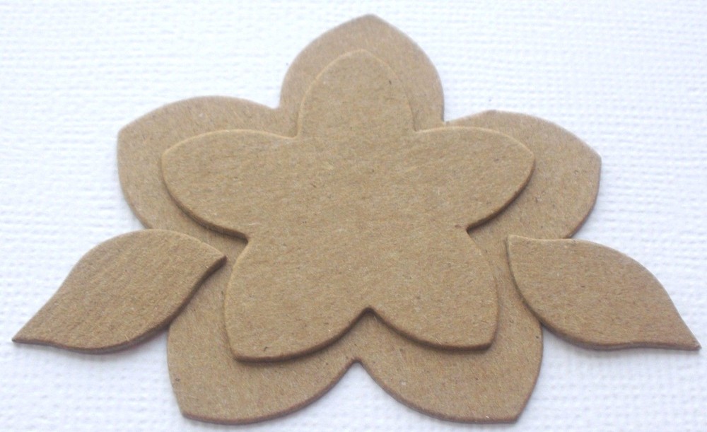 {6 Sets} Flower w/ Leaves – Layered Floral Accents – Bare Chipboard Die Cuts