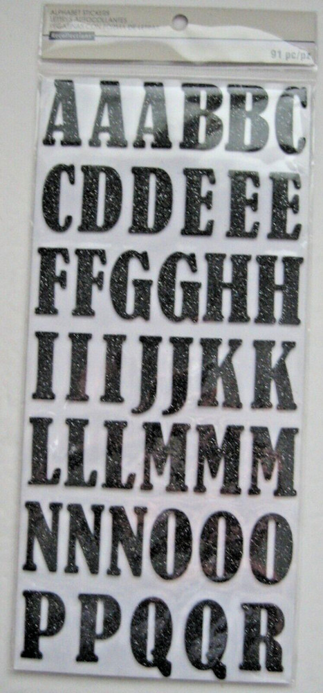Black Glitter Foam Alphabet Stickers 91 PIeces Recollections New