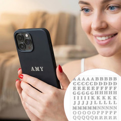 640Pcs Small Metal Letter Number Stickers, 3D Self-Adhesive Mini Letter