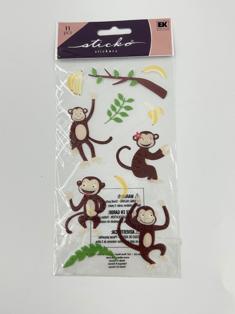 EK Success Jolee’s Monkey Stickers 11 Pcs Puffy