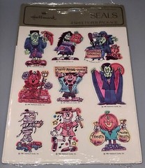NEW OLD STOCK- 1 Pack Of 4 Sheets 1981 Hallmark Vintage Halloween Sticker Seals