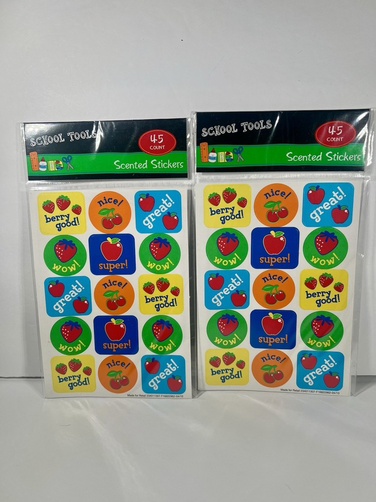 School Tools Scented Stickers 45 Count Lot of 2 Nice Great Wow