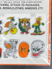 Puffy Halloween Stickers Vintage Made In Taiwan Witch Pumpkin Skull Cat