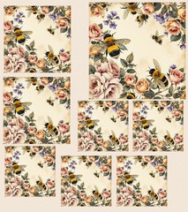 Bumble Bee Decoupage Rice Paper For Ornament-Wood Art Collage A4 1 Sheet