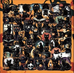 10pcs Black Halloween Cat Stickers- Scrapbook, Journal, DIY Crafts & Cards