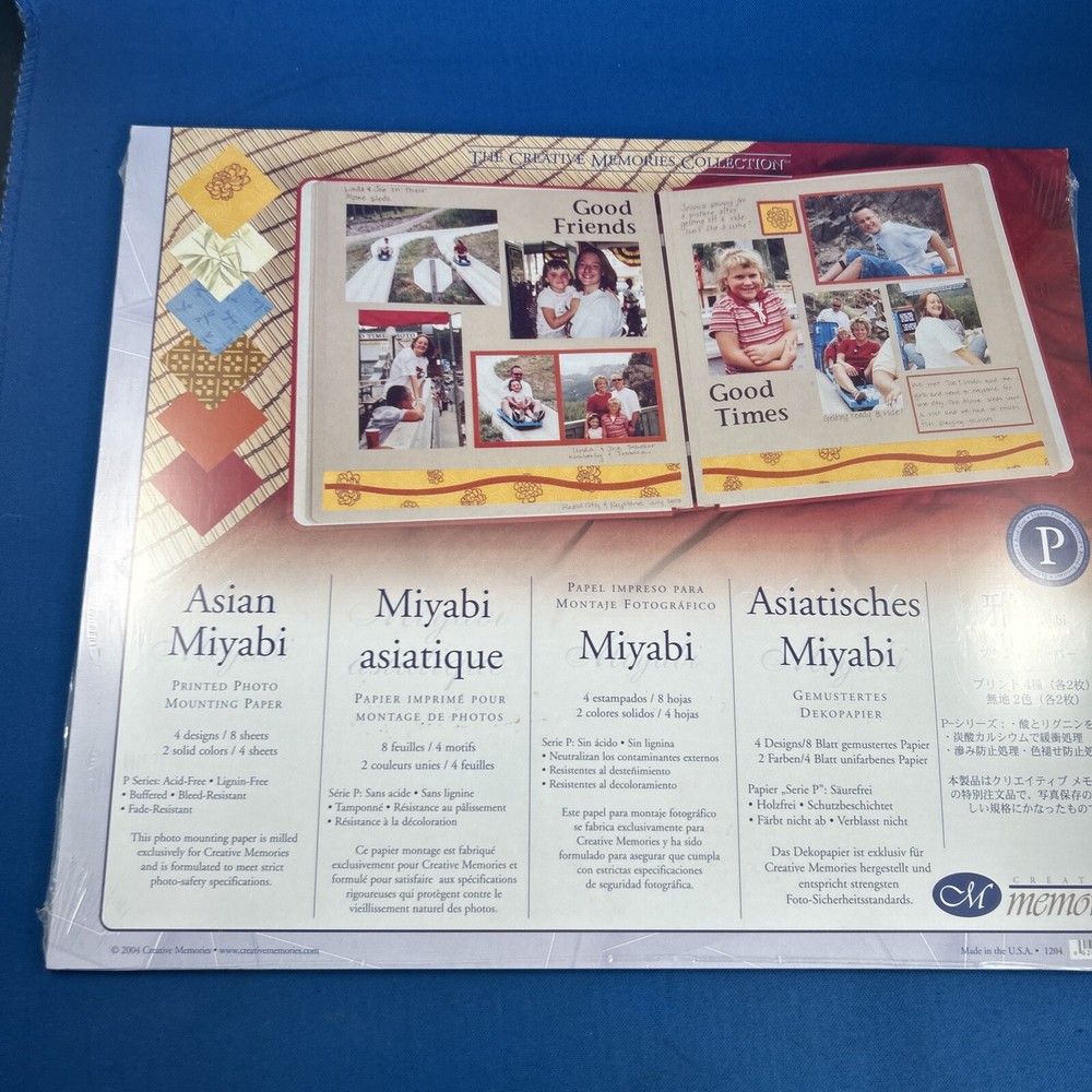 New! CREATIVE MEMORIES~2004~ASIAN MIYABI Printed Photo Mounting Papers~12 sheets