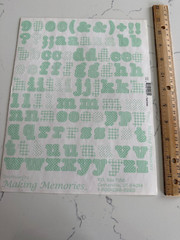 Making Memories Large Pastel Green Pattern Upper/Lower Case ABC/123 Scrapbooking